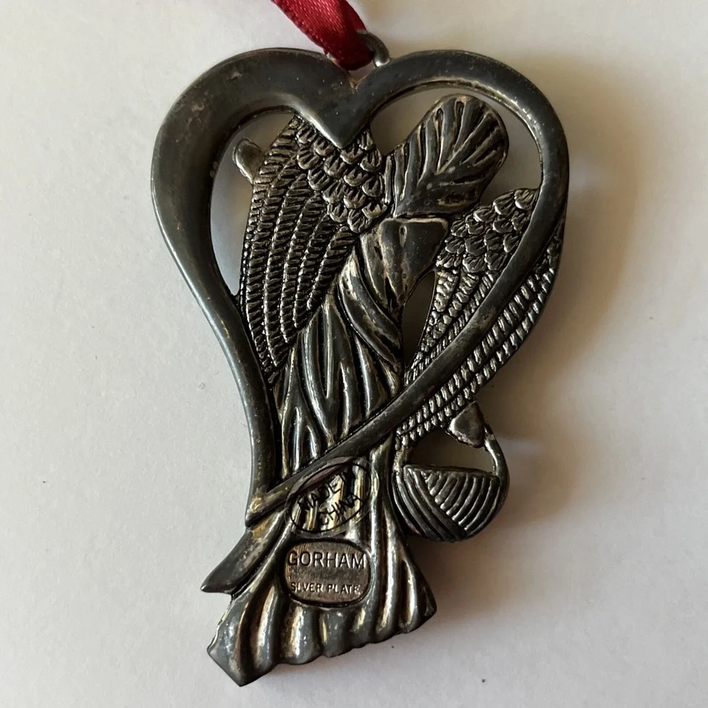 Gorham Silverplate Angel Christmas Ornament Holiday Decor Love
